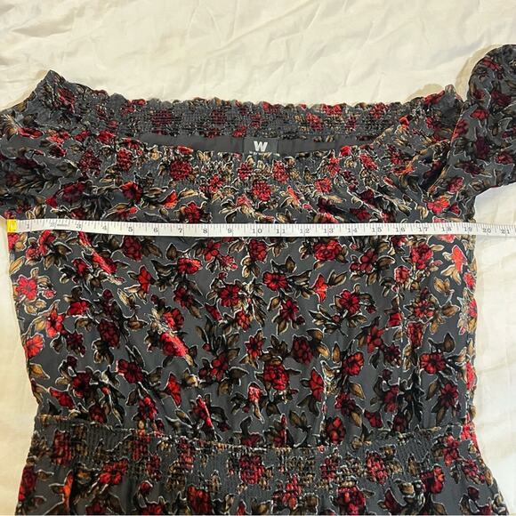 W by Worth Rose Velvet Off the shoulder Midi Dress sz 2 - Picture 6 of 12